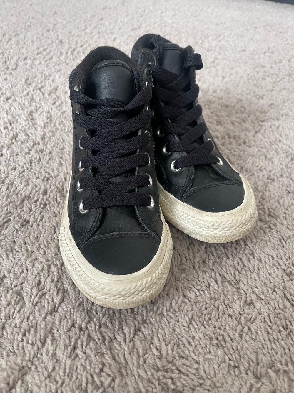 Converse Kids Black High-Top Sneakers with White Sole